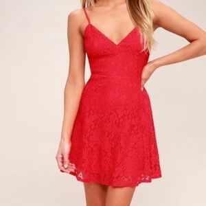 Lulu’s red lace skater dress